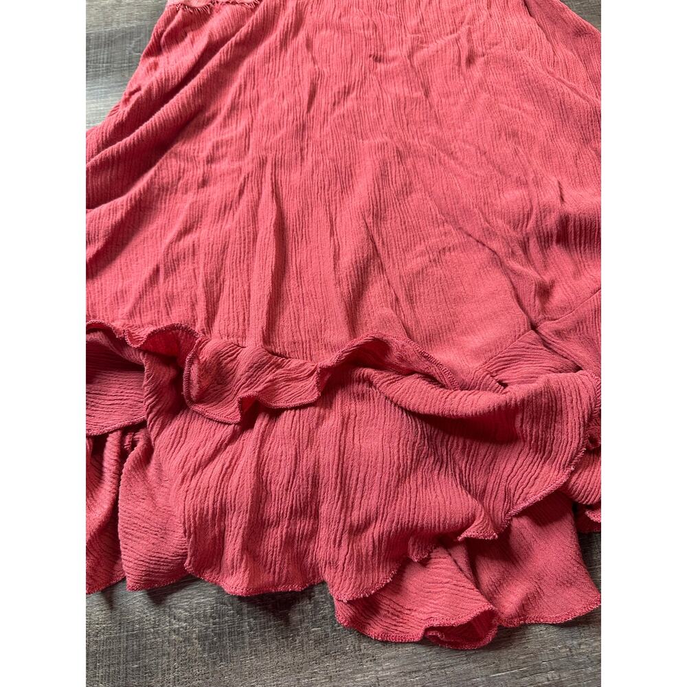 Zenana Dusty Pink Crochet Lace Ruffled Hem Cami Mini Dress Double Strap Large - Picture 6 of 14